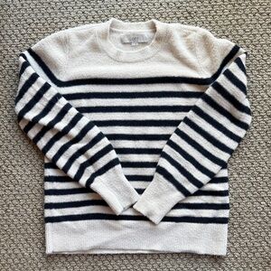 LOFT Striped Sweater - Cream and Navy
